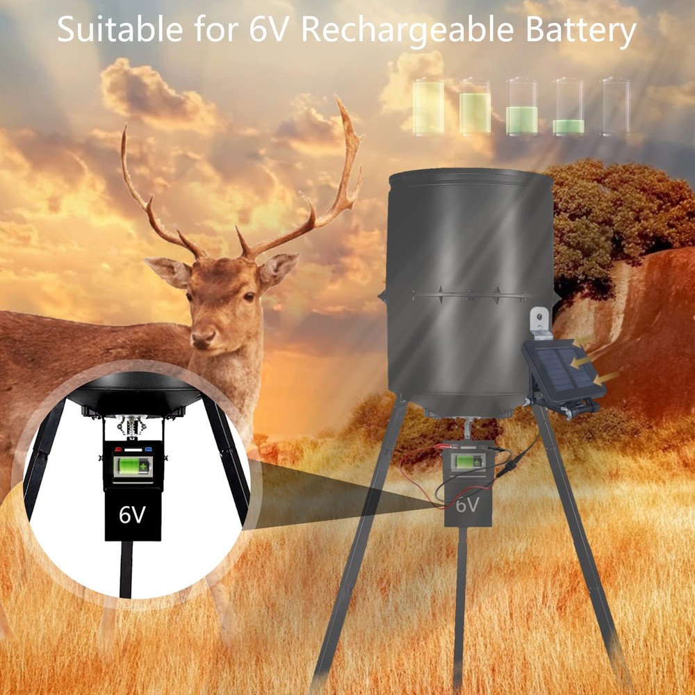 6V Solar Panel For Deer Feeder, Efficient Charger W/adjustable Mountin