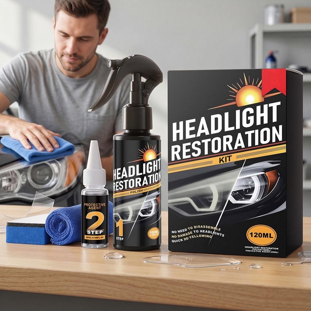 2X Headlight Restoration Kit, No Power Tools, Makes Headlights Like N e w
