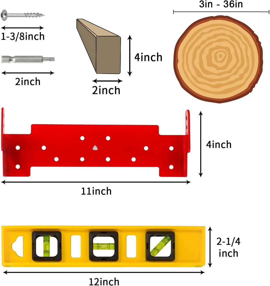 Chainsaw Mill Guide Rail Lumber Metal Brackets, 2 Pack Brackets with Level & Scr