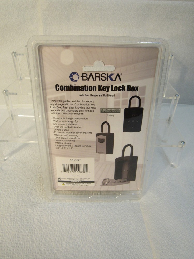 Barska Security Key Safe Combination Lock Box with Door Hanger & Wall Mount
