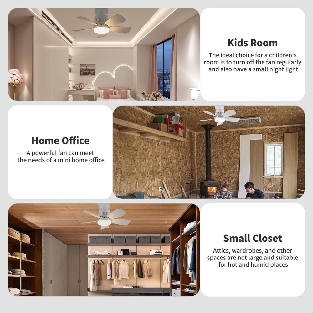 Socket Light Fan with Remote Control, Turbo Airflow Ceiling Fan, Whisper Quiet,