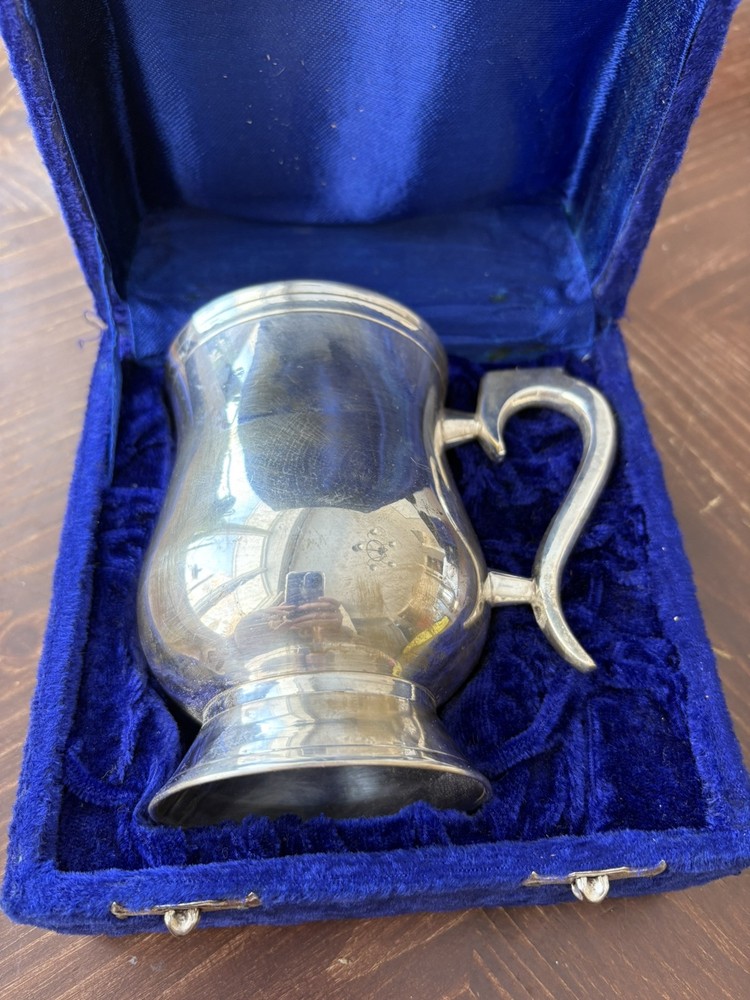 VINTAGE 20% Heavy SILVER PLATED TANKARD MUG With Box