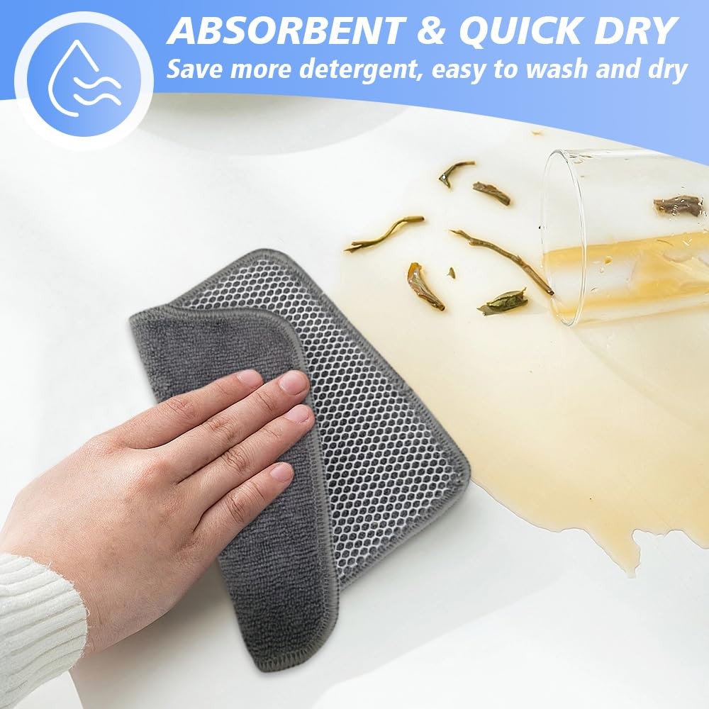 Kitchen Washcloths for Dishes Absorbent Microfiber Dish Cloths Quick Dry Dish...
