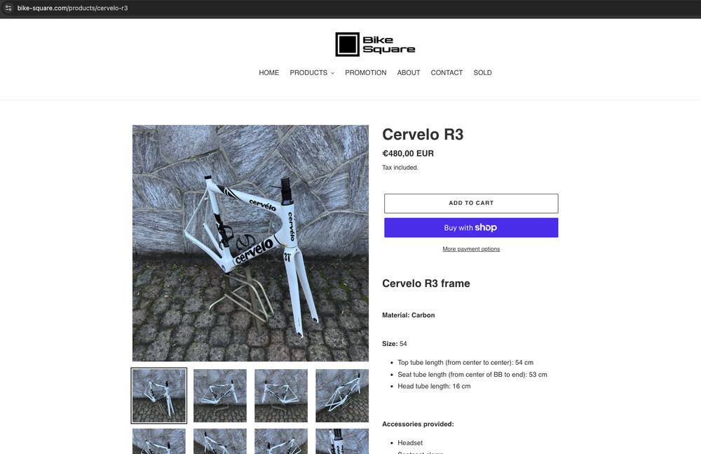 Cervelo R3 Frame - WORLDWIDE SHIPPING