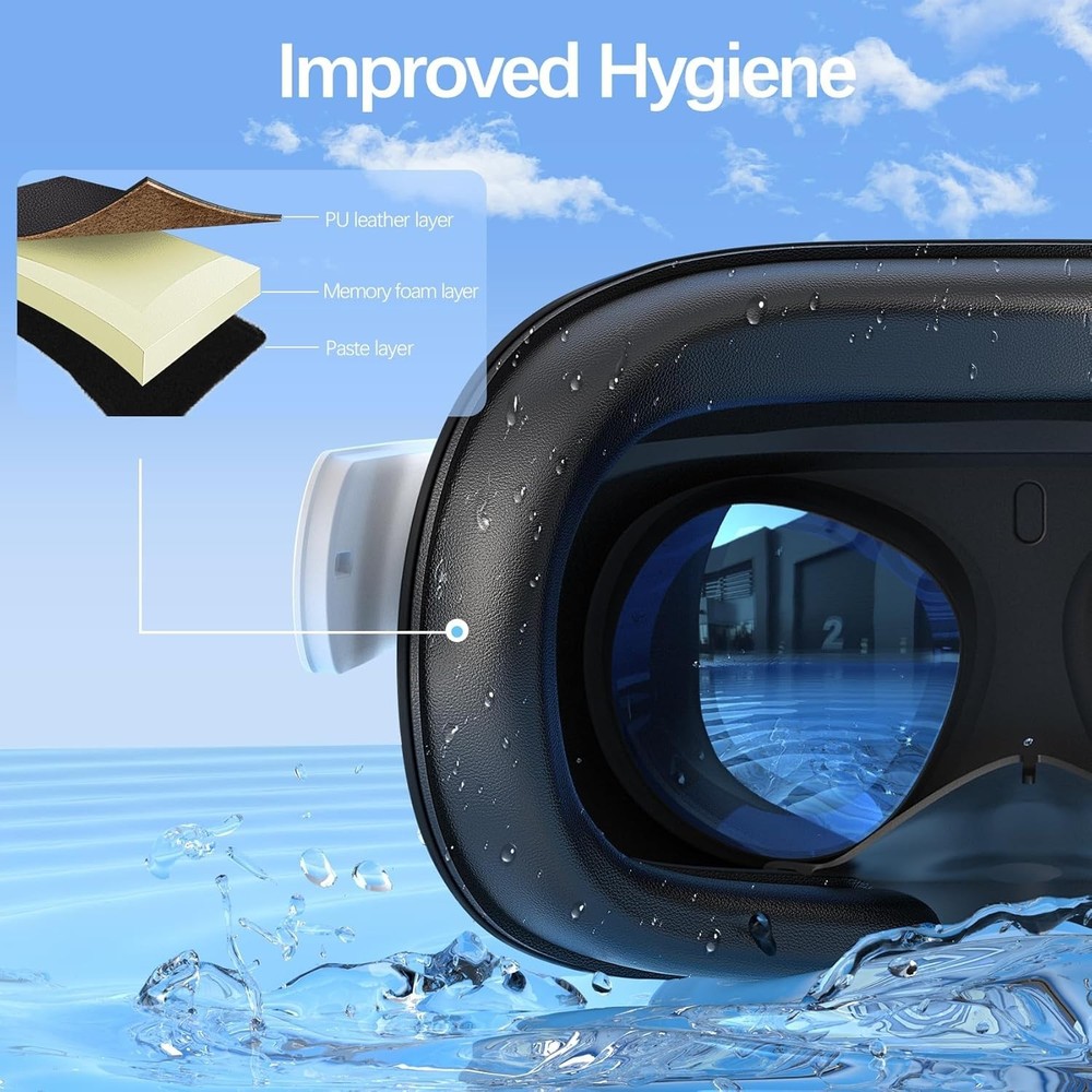 Face Cushion Pad for Meta Quest 2 VR Facial Interface Replacement PU Leather ...