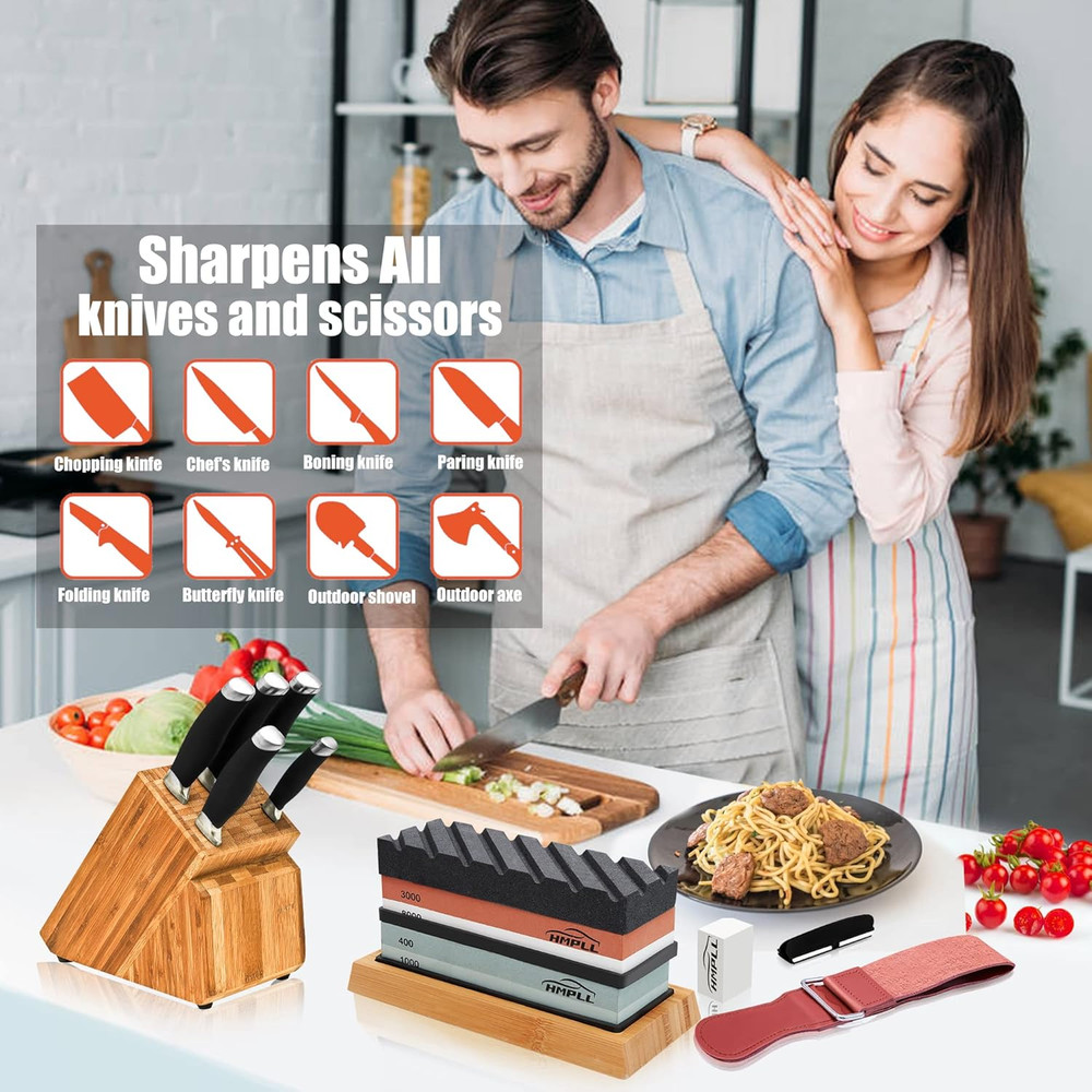 Knife Sharpening Stone Set, Whetstone Knife Sharpener Stone Set 4 Side Grit ...