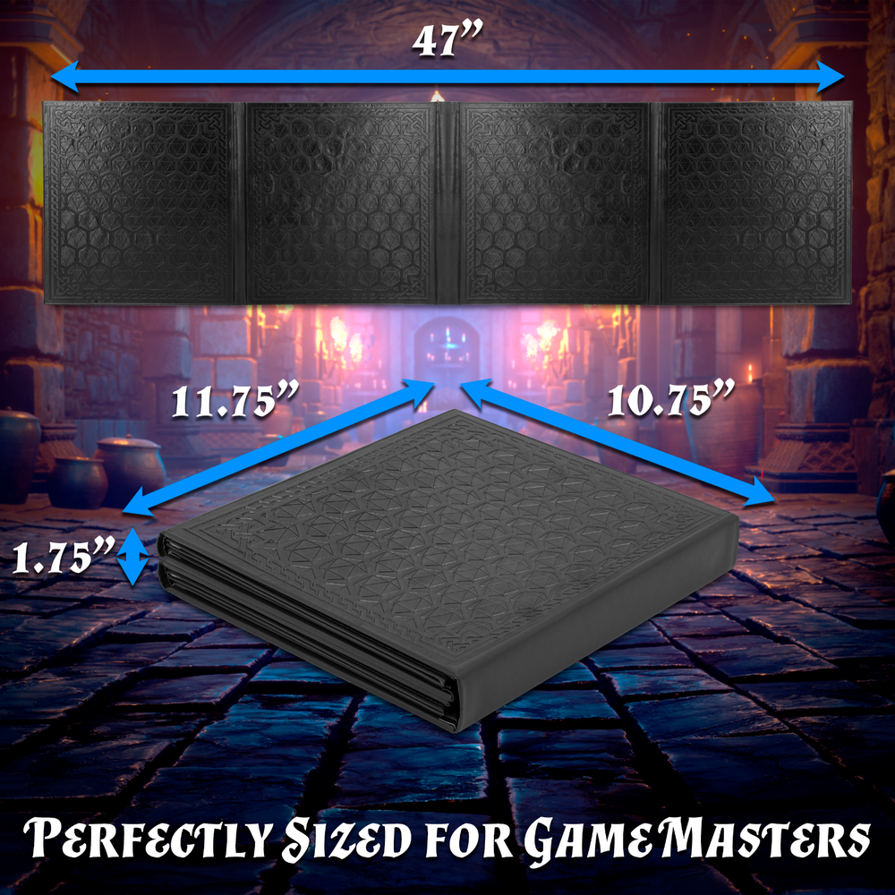 DM Screen 8-Panel GM Dungeon Master Screen with 2 Panels for TTRPGs, Black