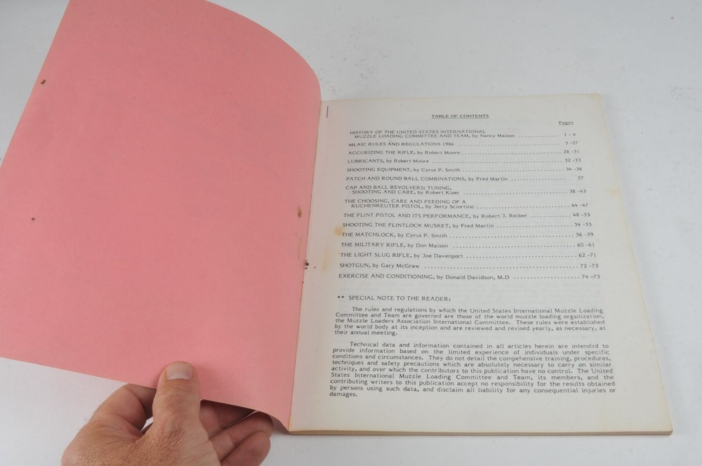US International Muzzleloading Team Shooting Manual 1986 - Target Black Powder