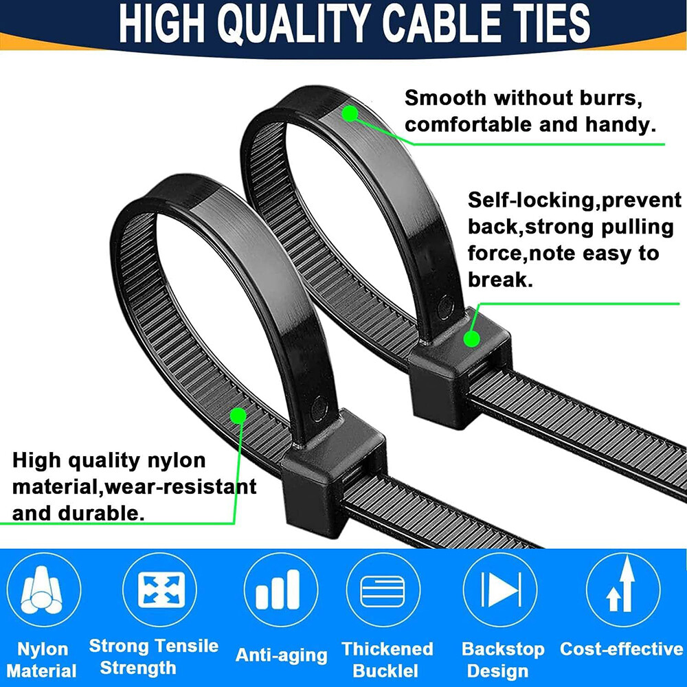 Cable Zip Ties Nylon Wraps Black/White High Quality Strong Small/Thin/Long/Thick