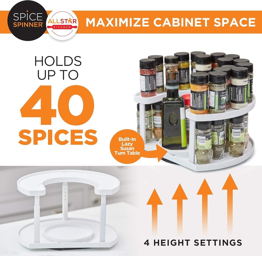 Two-Tier Spice Rack with Adjustable Design for Customizable Pantry Storage