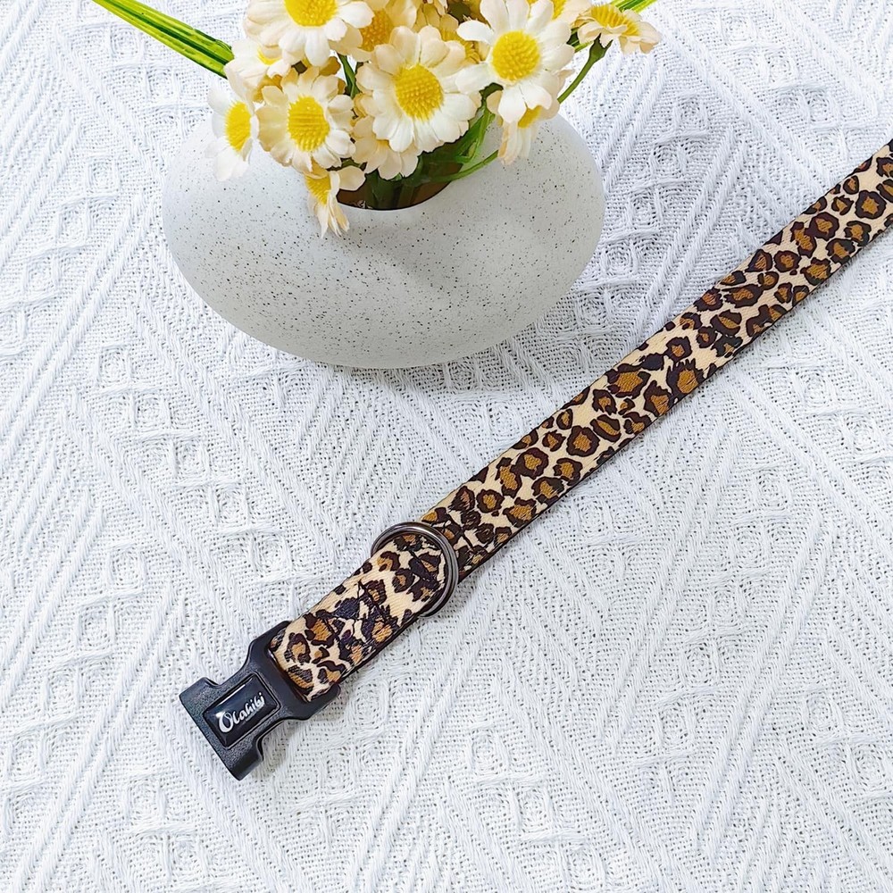 Neoprene Padded Dog Collar, Soft and Comfortable, Leopard Pattern, for Large ...