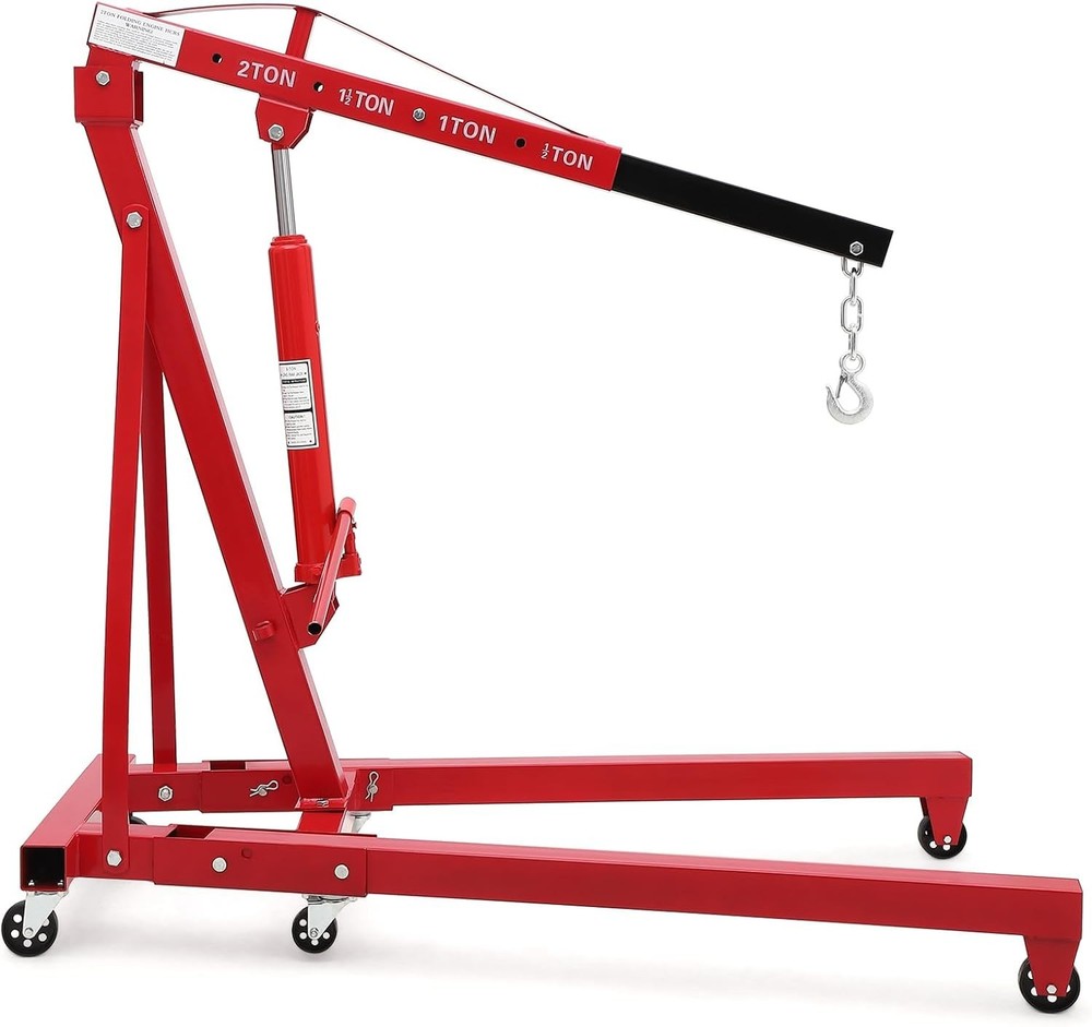 Professional-Grade 2 Ton Hydraulic Engine Hoist - Space-Saving Design for Garage