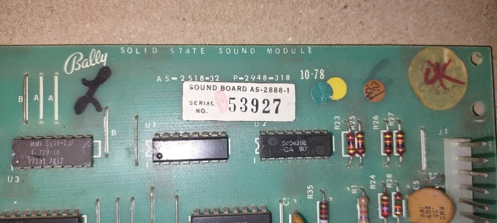 bally pinball arcade sound pcb pcb #3