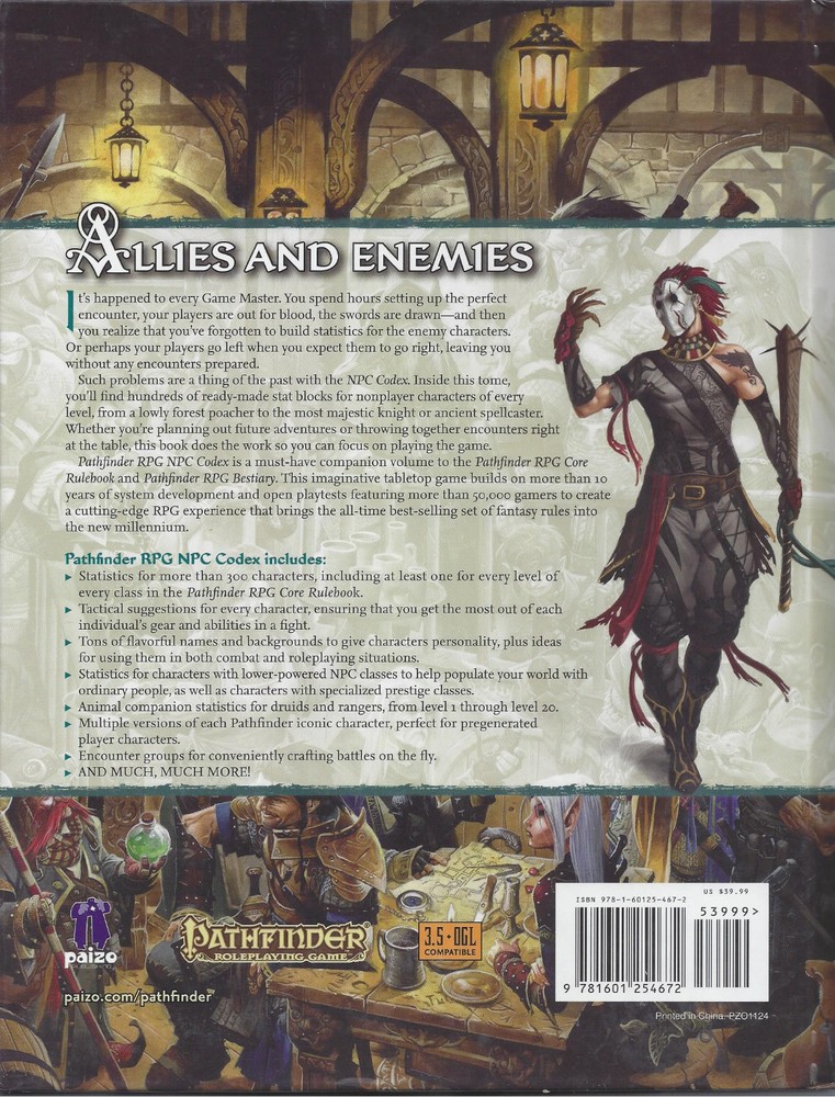 NPC Codex HC Pathfinder Dungeons & Dragons RPG D20 D&D NM