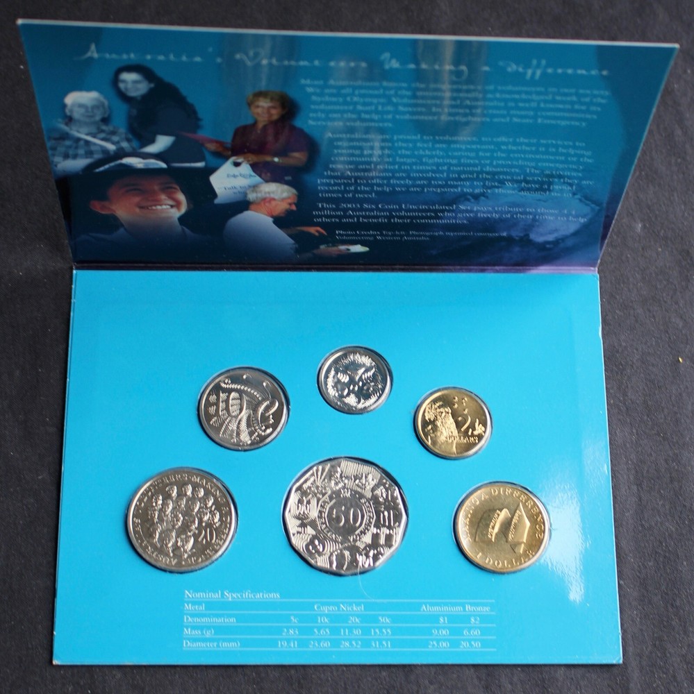 2003 AUSTRALIA’S VOLUNTEERS 6-Coin UNCIRCULATED SET ‘Making a Difference’