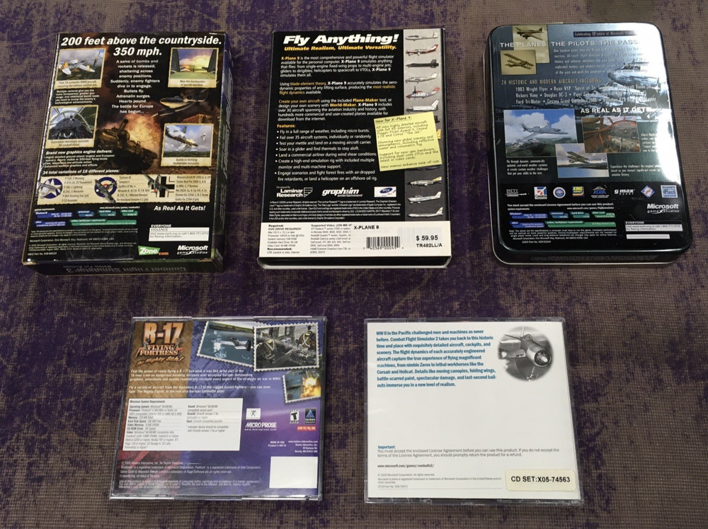Microsoft 5 Pack PC Games CD-ROM Flight Simulator Custom Bundle
