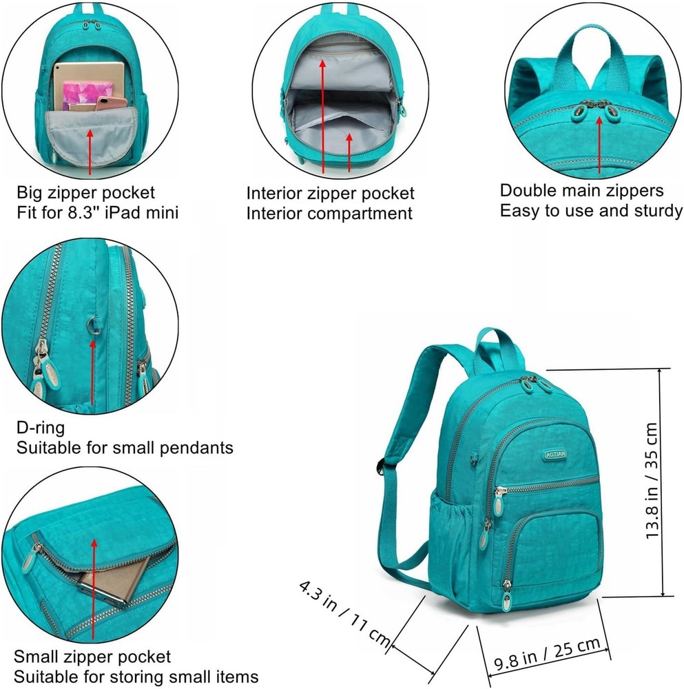 AOTIAN Small Size Backpack, Durable Lightweight Daypack for Small, Lake Blue