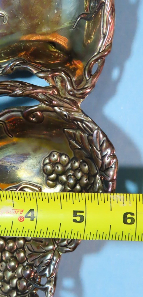 Vintage Godinger Silver Plated Grape Design Double Heart Serving Nut Fruit Dish