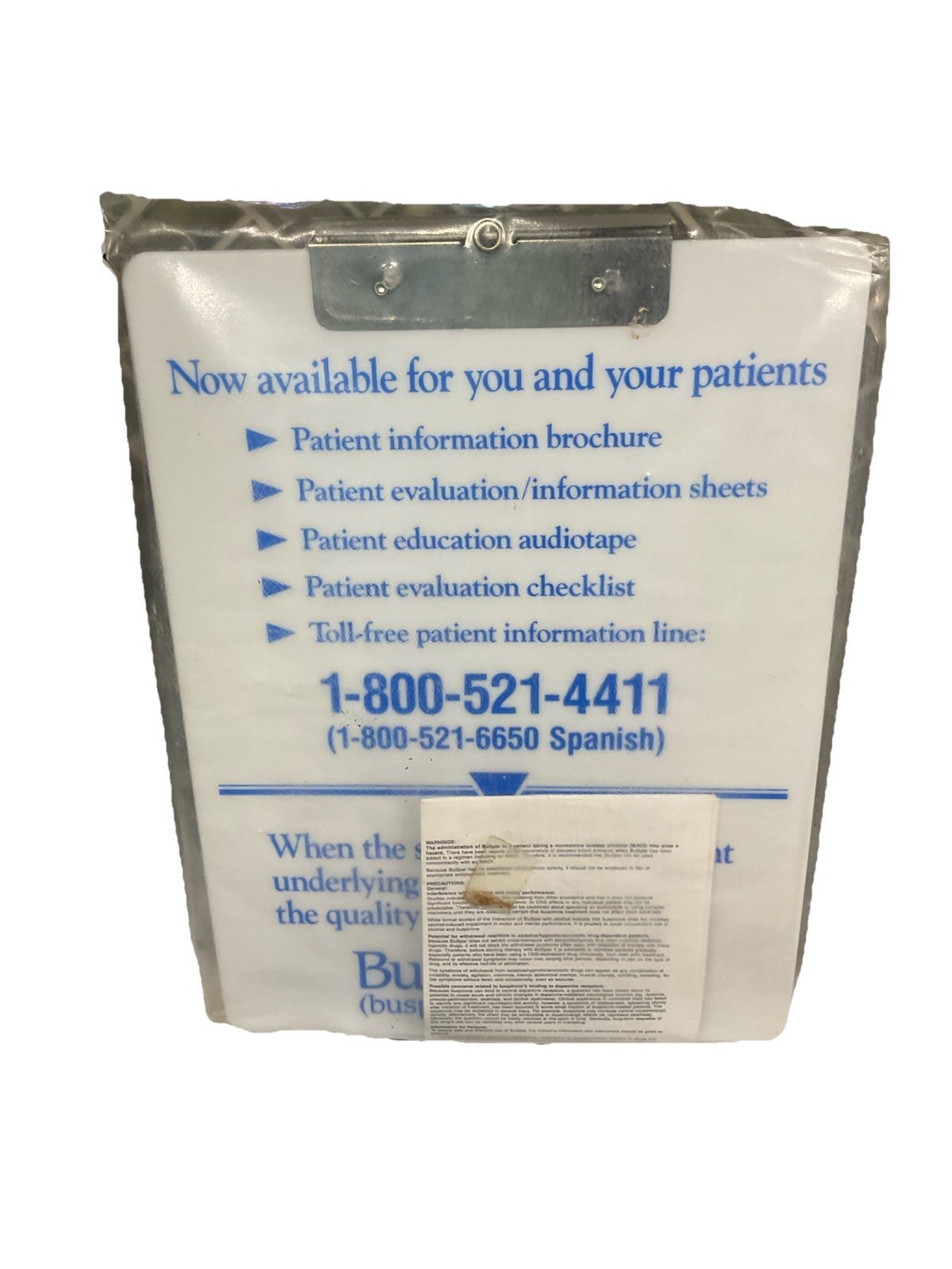 Vintage BuSpar Clipboard Rx Pharmaceutical Drug Rep Physician Dr Office