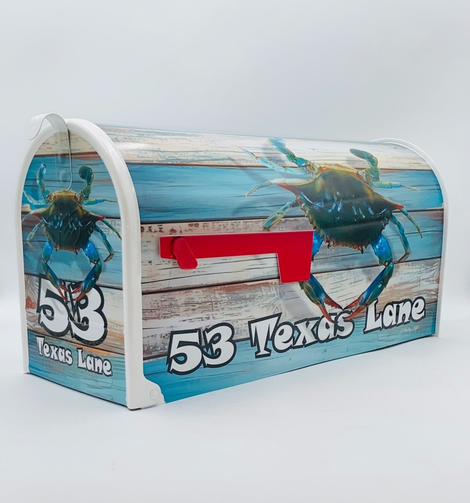 Blue Crabs Custom Mailbox Fathers Day Gift, Cheerful coastal charm