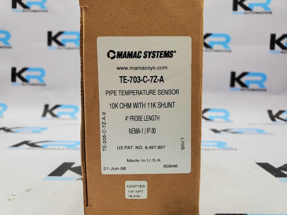 NEW Mamac Systems TE-703-C-7Z-A Pipe Temperature Sensor 4" Probe