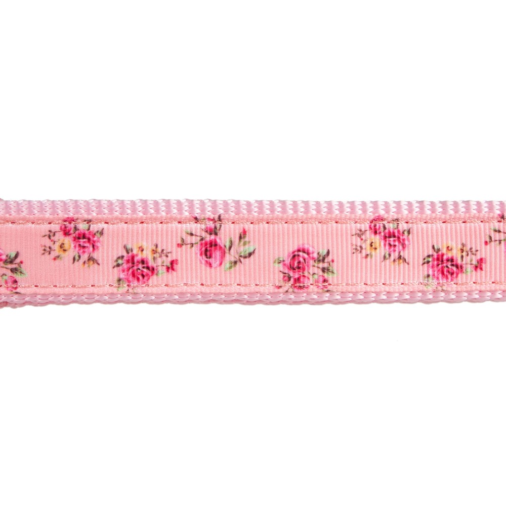 Medium Pink Flower Dog Collar Nylon & Polyester 2-Layer Durable Pet Collar