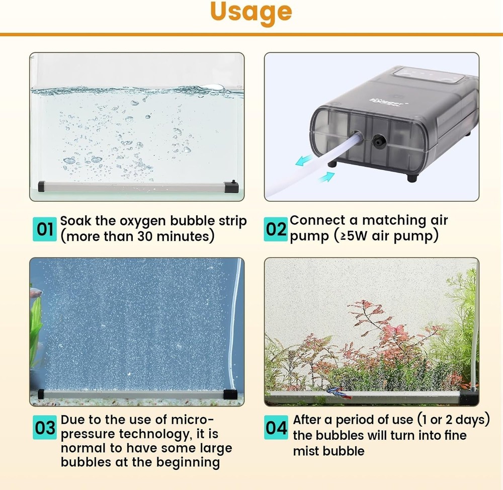 Ultra-Fine Bubble Diffuser Kit 13.8 Inch - Quiet & Durable Fish Tank Decoration