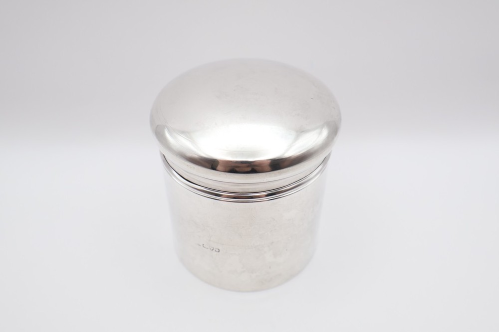Antique Solid Silver Tea Caddy Jar Hallmarked Chester 1904