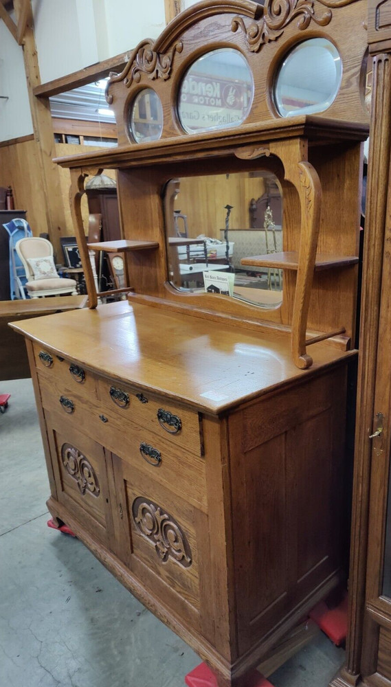 Solid Oak Sideboard Buffet c1890-1910 Golden Oak Era~Nice Finish