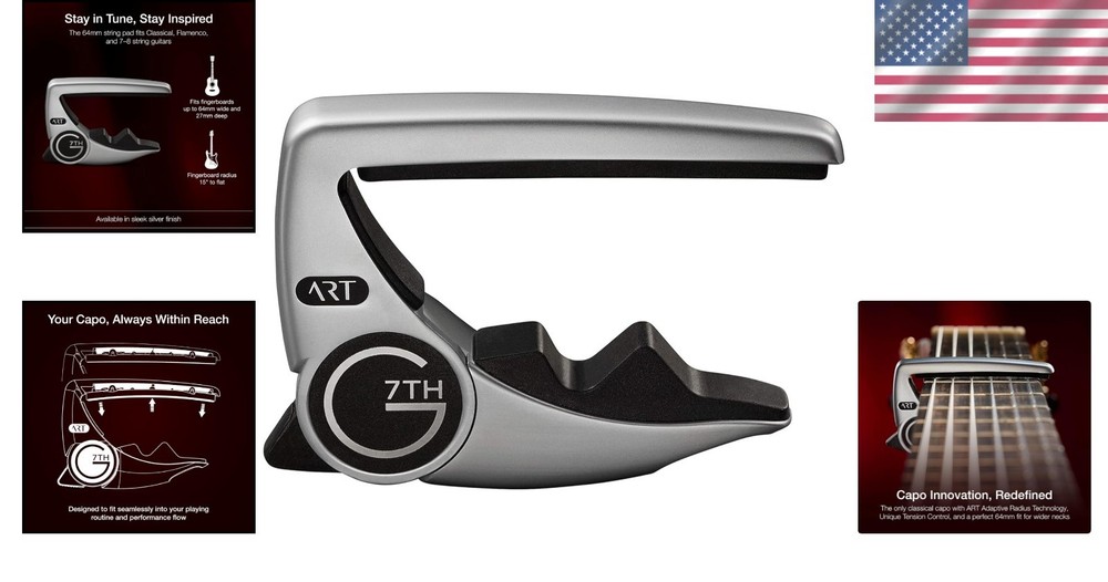 Versatile Silver Guitar Capo - Adaptive Radius Technology