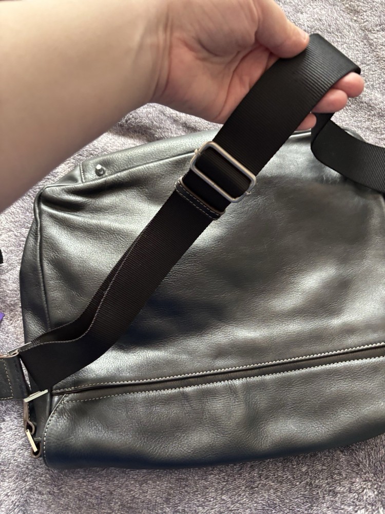 Lodis Black Leather Messenger Bag