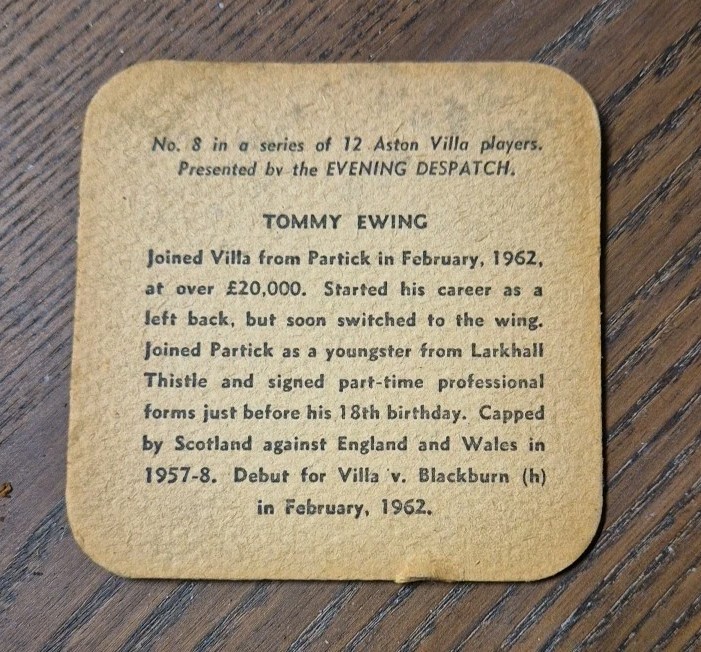 Evening Despatch Beer Mat. Tommy Ewing. 1962
