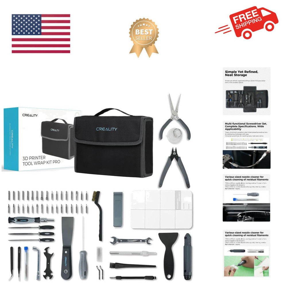 3D Printer Tools Kit, 74 Pcs 3D Printing Tool Wrap Kit Assembly/Removal/Finis...