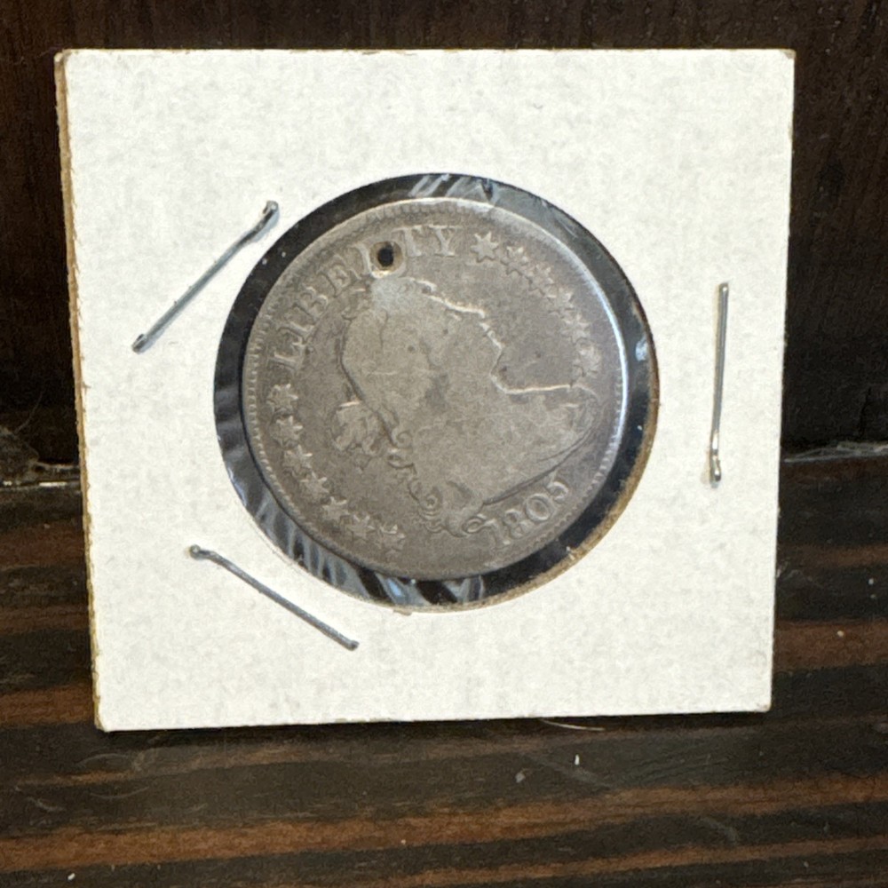 1805 Draped Bust Eagle 25c Coin Holed
