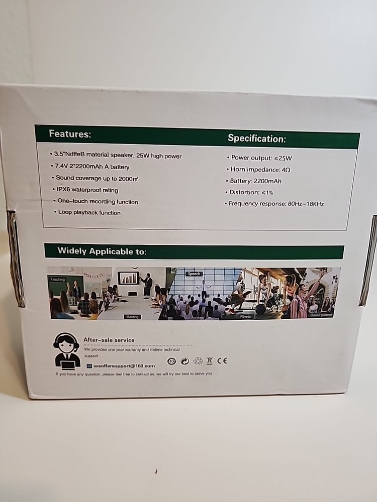 25W Bluetooth Voice Amplifier with Wired Microphone Headset and Speaker.