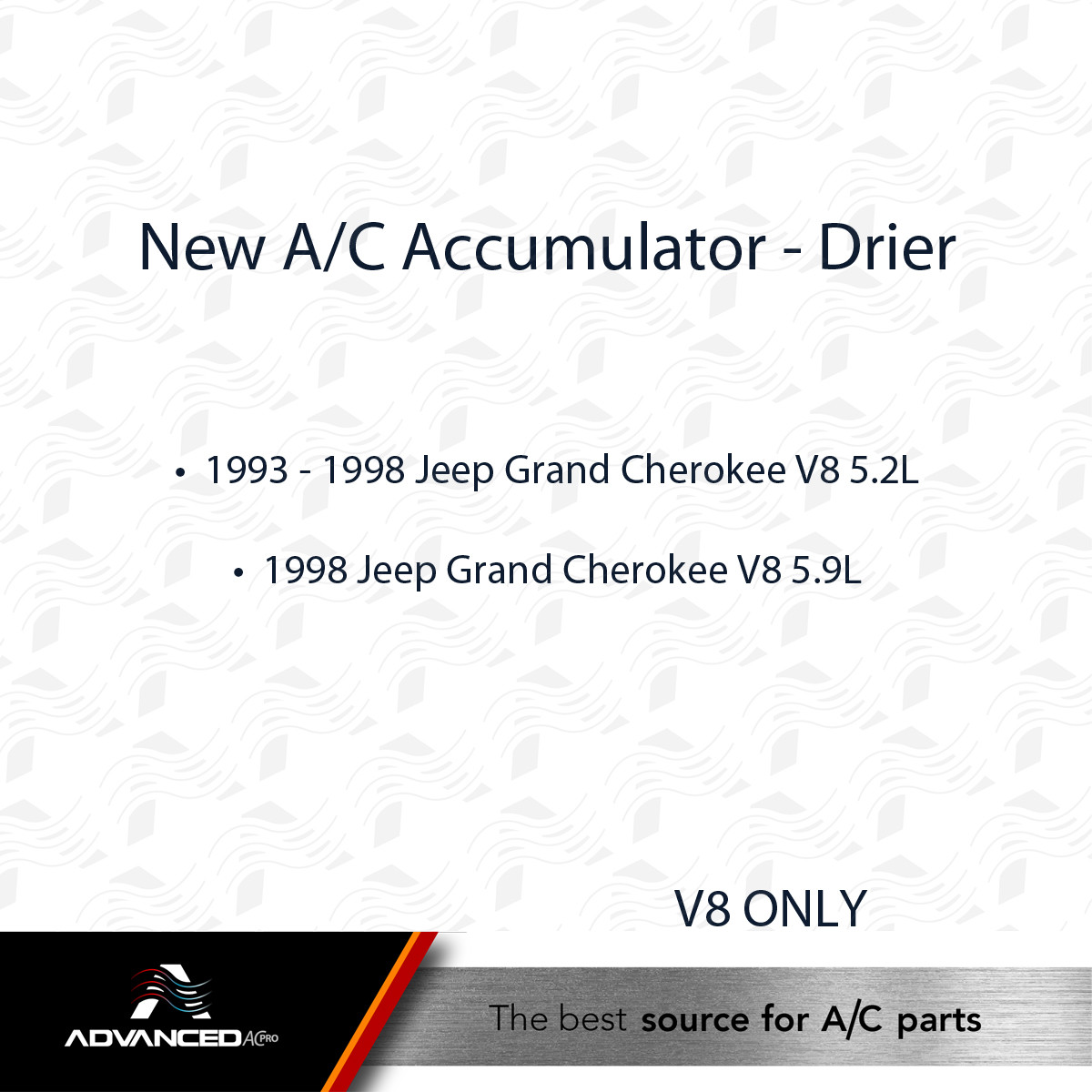 AC A/C Accumulator Drier Fits: 1993 - 1998 Jeep Grand Cherokee V8 5.2L / 98 5.9L