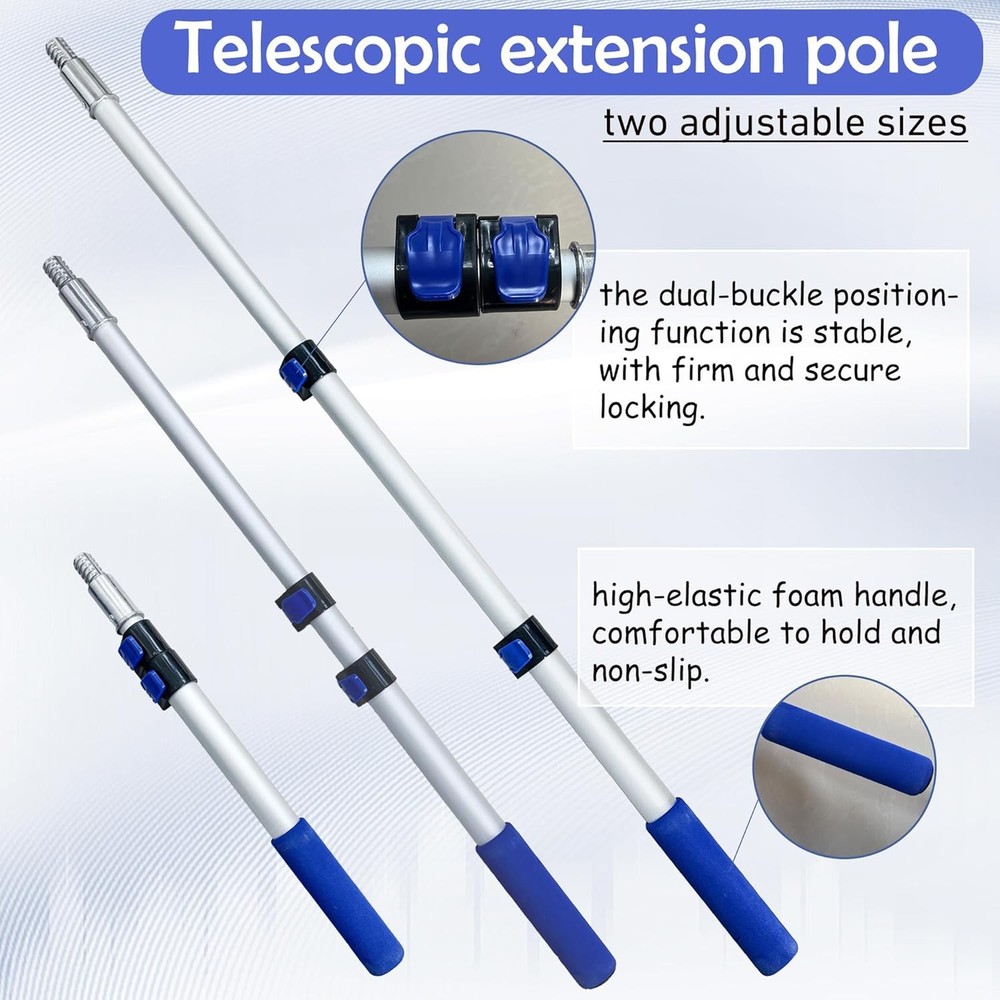Paint Roller Kit 16PCS, 9&4 Inch Paint Roller with Adjustable 2-4FT Stainless St
