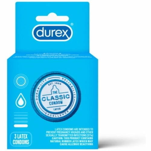 Durex Classic Regular Fit Condoms, 3ct