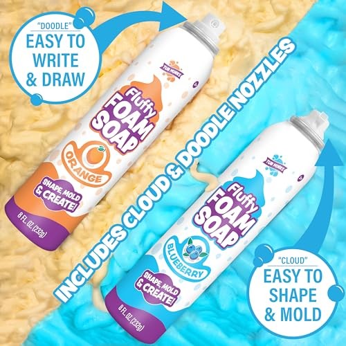 Fluffy Foam Soap, Variety 6 Pack | Shape, Mold & Create Bath Art with Soft