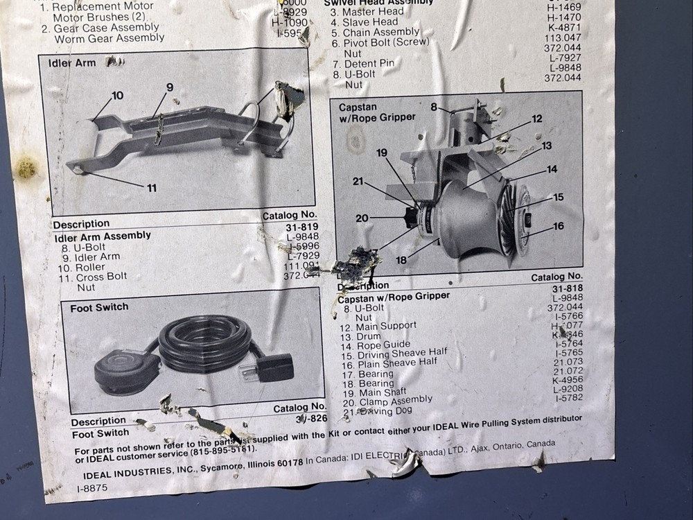 Ideal Wire And Cable Pulling System, Vintage Reversing Cable Puller 31-830 Set 4