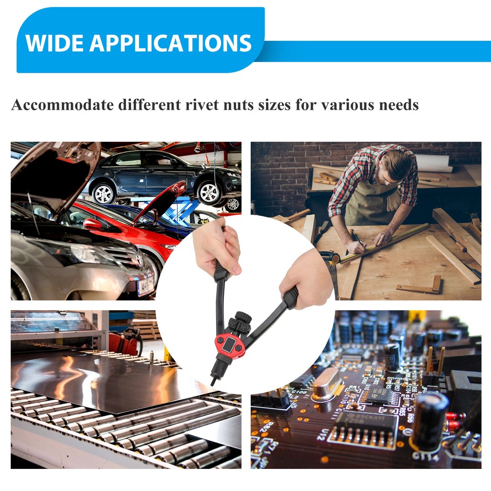 1510PC Rivet Nut Gun Kit Rivnut Setting Tools Nut Setter Tool Hand Blind Riveter