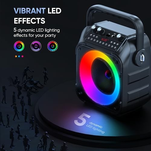 Portable Karaoke Machine with Bluetooth Speaker & 2 Wireless Microphones - Light