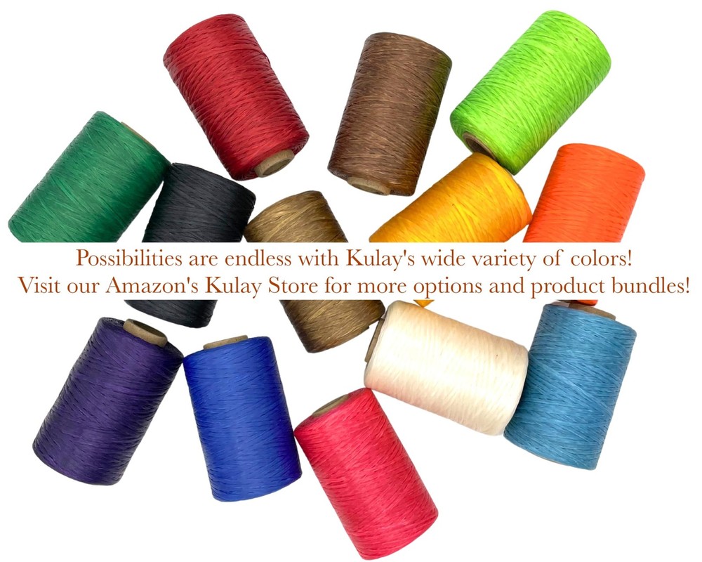 Kulay Artificial Deer Sinew Yellow Waxed Flat Polyester Thread for Beading, L...