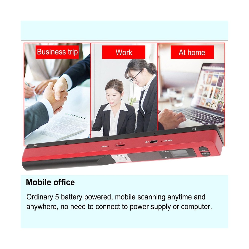 Ymiko A4 Document Scanner - Portable Handheld Scanner (Red)