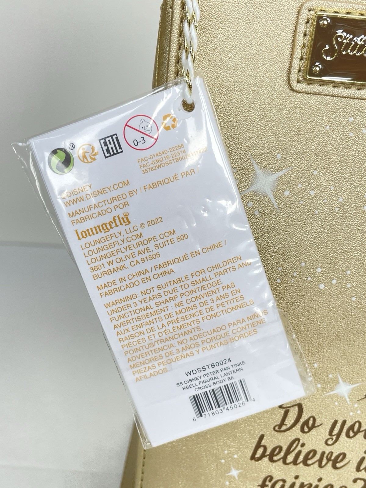 NEW Stitch Shoppe By Loungefly Tinker Bell Lantern Crossbody Bag w/ Pin PeterPan