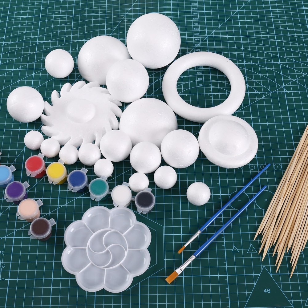 FFchuanhe 72 Pcs Solar System Model Foam Balls Kit Includes medium, White