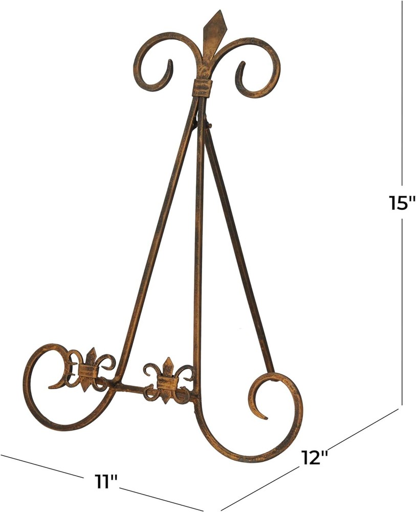Deco 79 Metal Solid Easel with Foldable Stand, 11" x 10" x 14", Gold