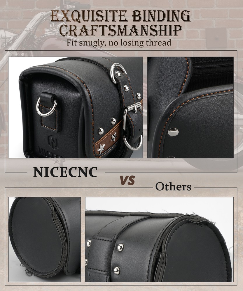 Motorcycle Front Fork Tool Bag Pouch Storage Luggage SaddleBag Leather Handlebag