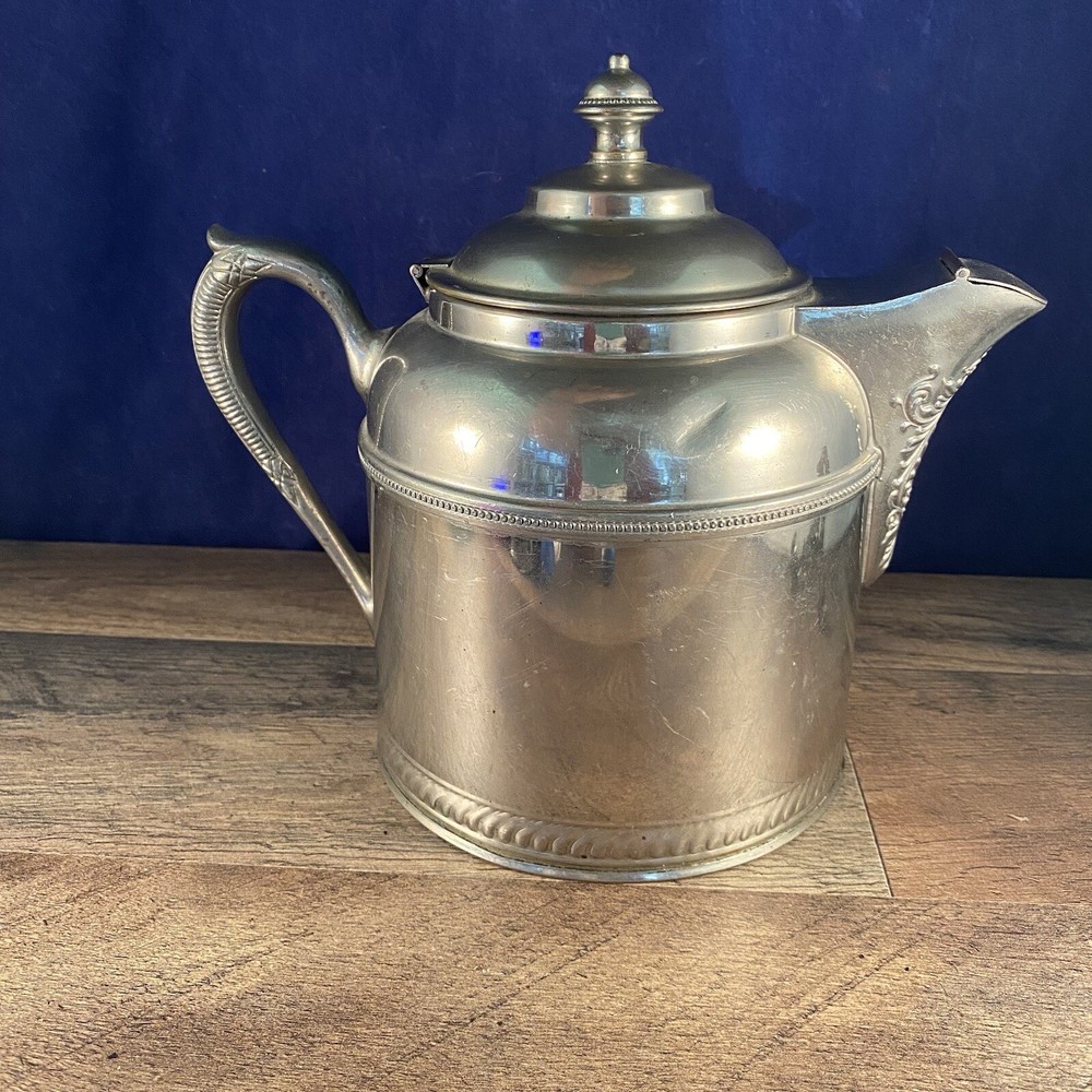 Manning Bowman Water Pitcher Teapot Decorated Silverplate Lidded