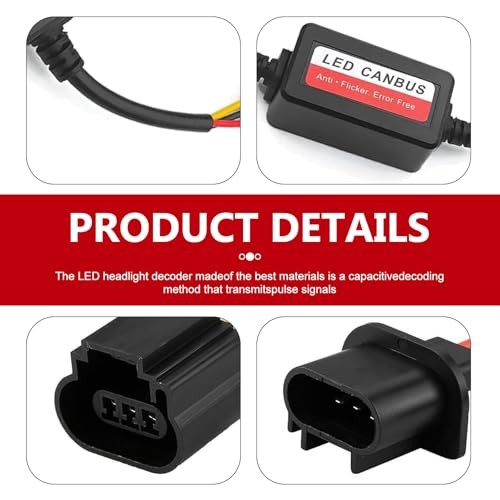 2PCS Car LED Light Decoder, H13/9008 Car LED Bulb Anti Flicker Harness, Plug &